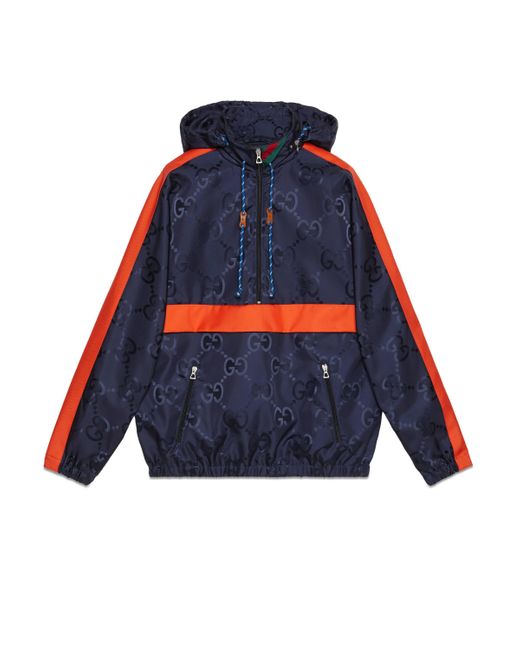 Gucci Synthetic Jumbo gg Nylon Hooded Jacket in Blue for Men | Lyst
