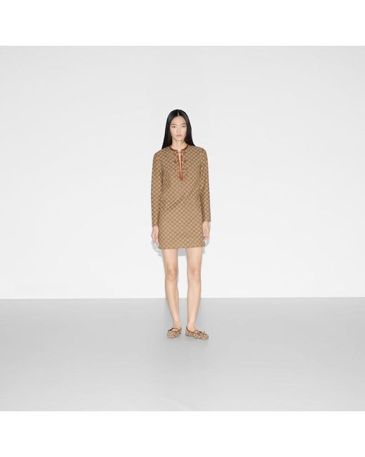 Gucci ホースビット付き Ggキャンバス ドレス, ベージュ, ウェア Natural