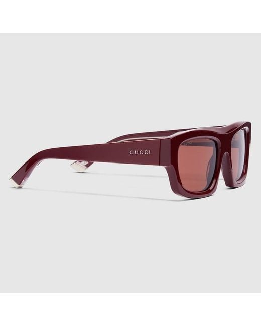 Gucci Brown Rectangular Frame Sunglasses for men