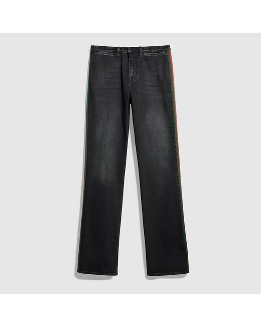 Gucci Gray Stretch Cotton Denim With Web