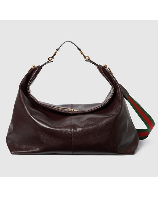 Gucci Brown Brera Large Crossbody Bag, Leather for men