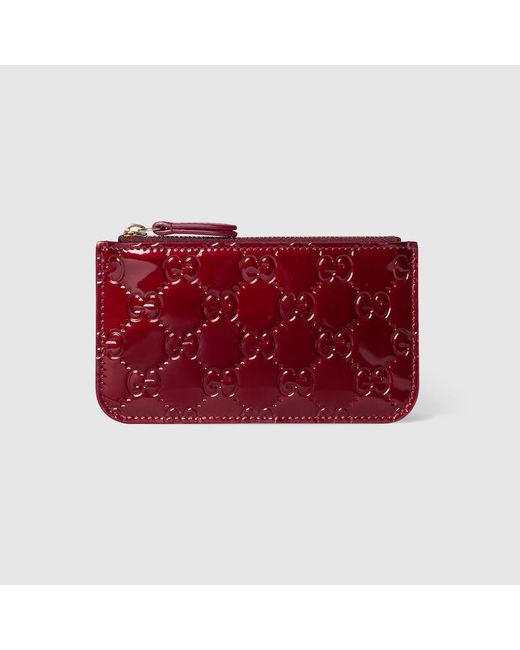 Gucci Red Gg Emblem Key Pouch