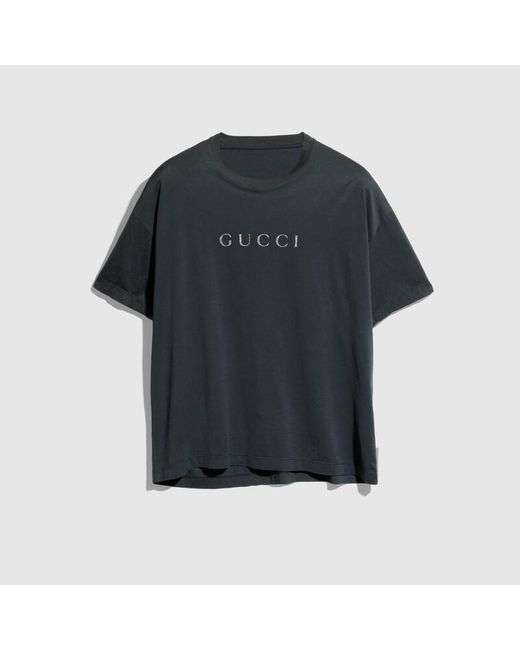 Gucci Black Cotton T-Shirt With Print for men