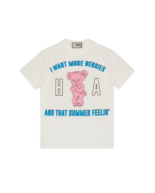 Gucci White Ha Ha Ha Bear T-shirt for men