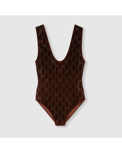 Body Con Bordado De Gg Con Cristales, Talla Gucci de color Brown