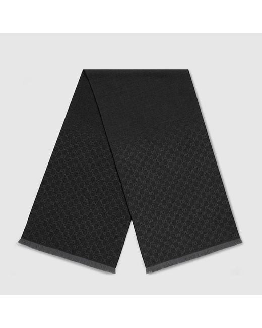 Gucci Black Gg Wool Scarf