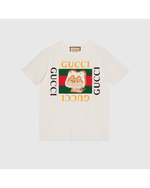 Gucci 【公式】 (グッチ) ヴィンテージロゴ ウェブ ストライプ コットン Tシャツホワイトホワイト White