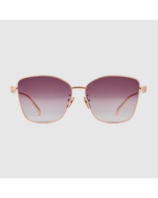 Gucci Purple Low Nose Bridge Fit Butterfly Sunglasses