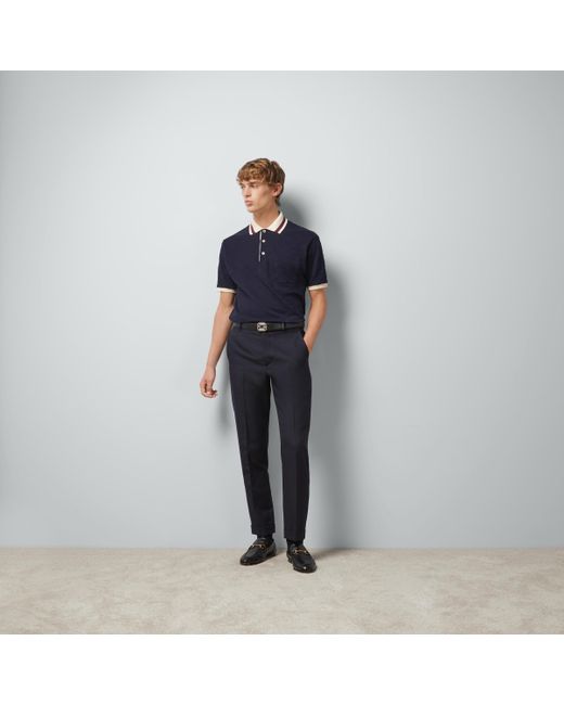 Gucci Blue Wool Twill Trousers for men