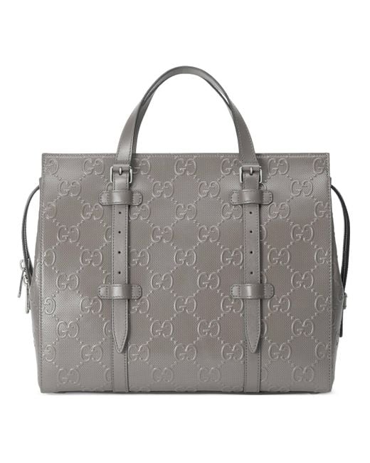 Gucci Gray GG Embossed Medium Tote Bag for men