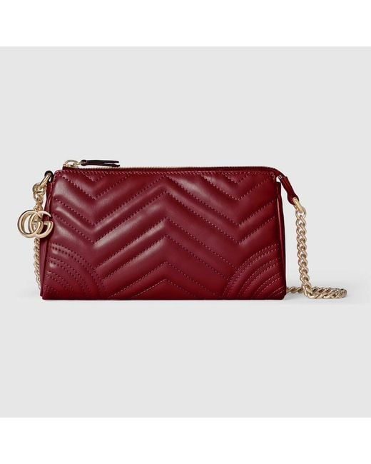 Gucci Red Gg Marmont Small Shoulder Bag
