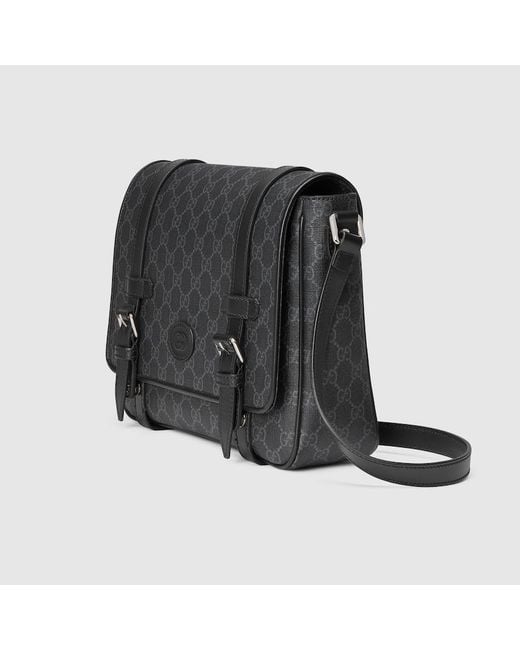 Gucci Black GG Messenger Bag for men
