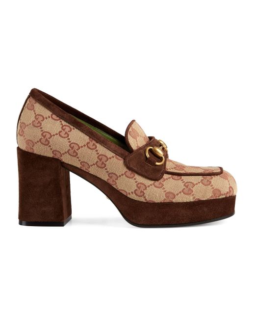 Gucci Natural GG Platform Mid-heel Loafer