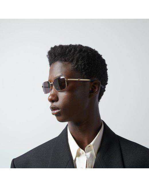 Gucci Brown Rectangular-Frame Sunglasses for men