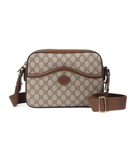Gucci Leather Messenger Bag With Interlocking G in Beige (Natural) for ...