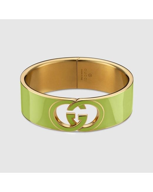 Gucci Metallic Interlocking Armspange Mit Emaille, Größe