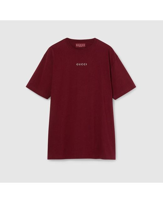 Gucci コットンジャージー Tシャツ, ボルドー, ウェア Red
