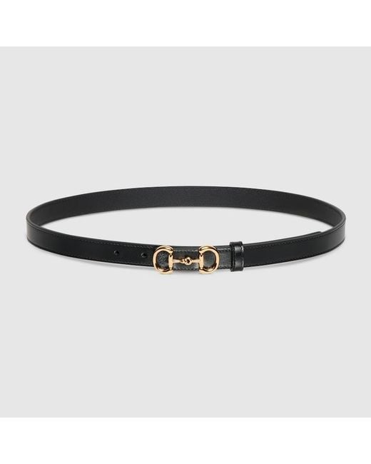 Gucci Black Thin Belt With Horsebit Buckle, Size 105