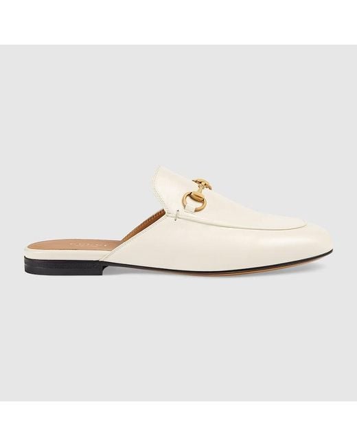 Gucci White Princetown Leather Backless Loafer