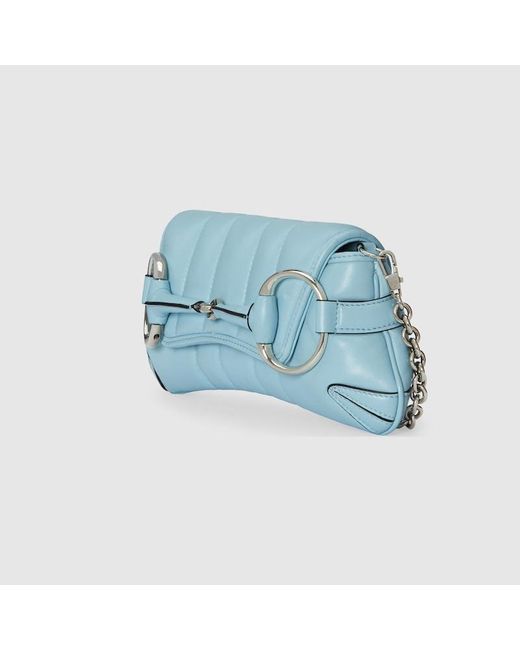 Gucci Blue Kleine Horsebit Chain Schultertasche