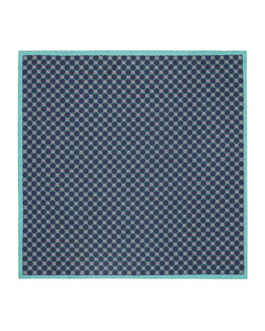 Gucci Blue Interlocking G Print Silk Pocket Square for men
