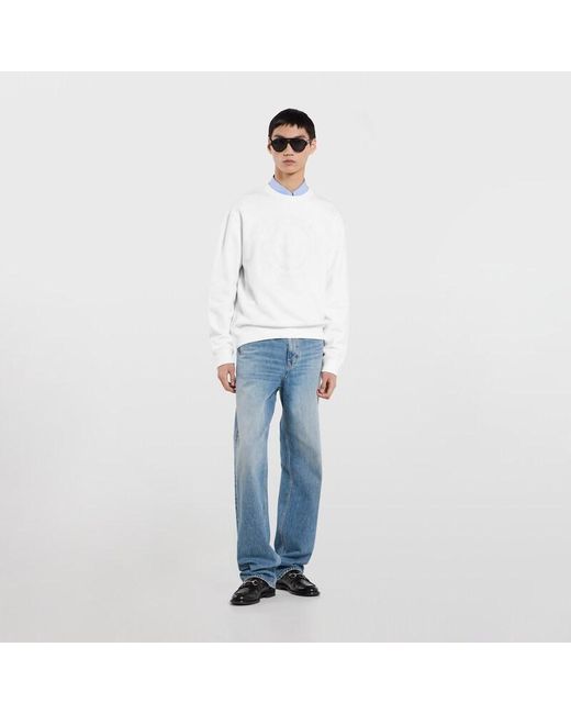 Gucci White Cotton Jersey Sweatshirt With Embroidery for men