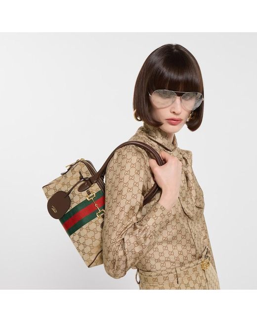 Gucci Brown Borsetto Medium Boston Bag, Gg Canvas