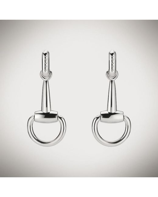 Gucci Metallic Horsebit Earrings, Palladium-Toned Metal
