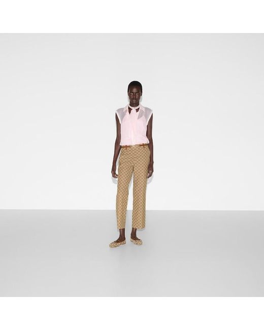 Gucci ホースビット付き Ggキャンバス パンツ, ブラウン, ウェア Natural