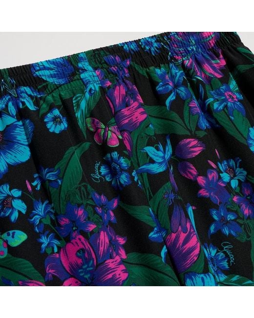 Gucci Blue Printed Silk Leisure Pants