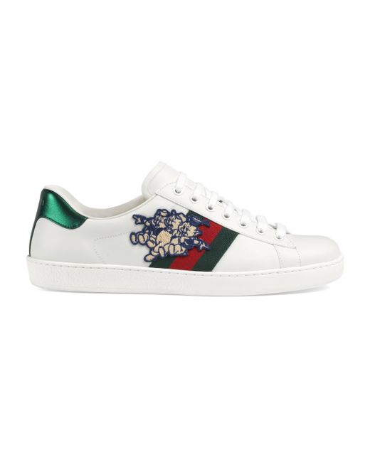 Gucci White Men's Ace Sneaker With Three Little Pigs for men
