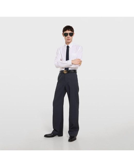 Gucci Blue Gg Wool Pants for men