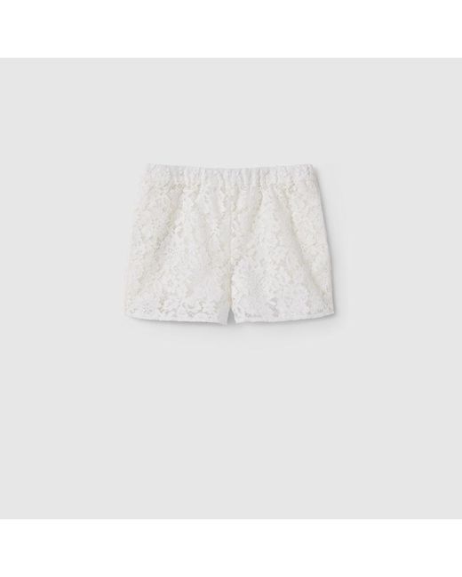 Gucci White Shorts Aus Blumen-Spitze