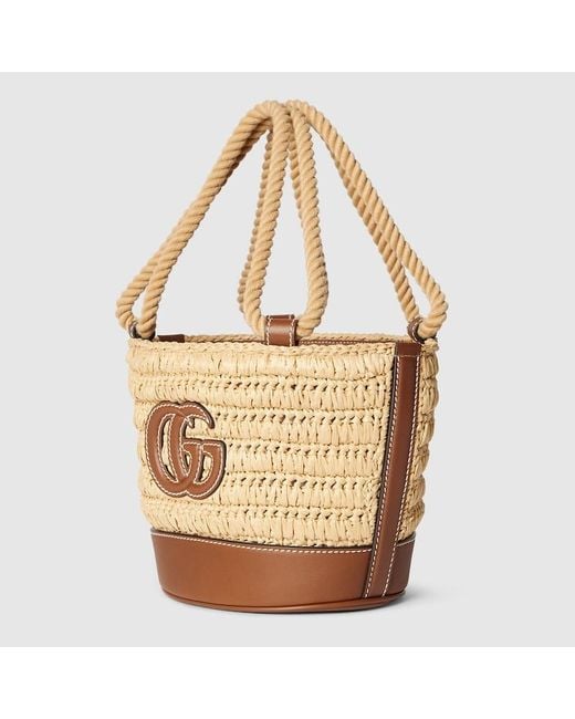 Gucci Metallic Woven Mini Bucket Bag, Fabric