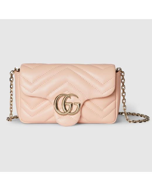 Mini Borsa A Spalla Gg Marmont di Gucci in Natural