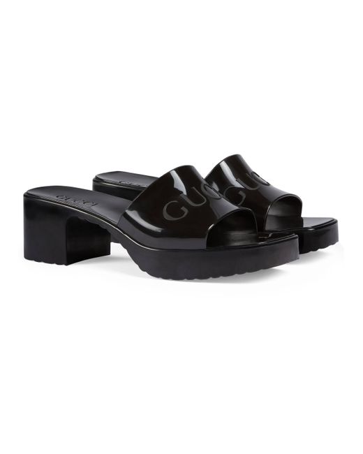 Gucci Rubber Slide Sandal in Black - Save 8% - Lyst