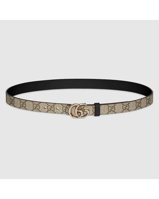 Cintura Sottile Reversibile Gg Marmont, Taglia 100 di Gucci in Black