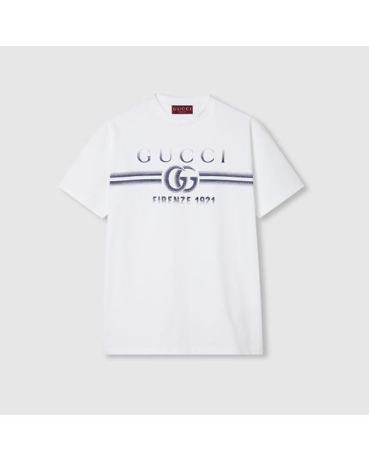 メンズ Gucci "オンライン限定 "プリント コットンジャージー Tシャツ, ホワイト, ウェア White
