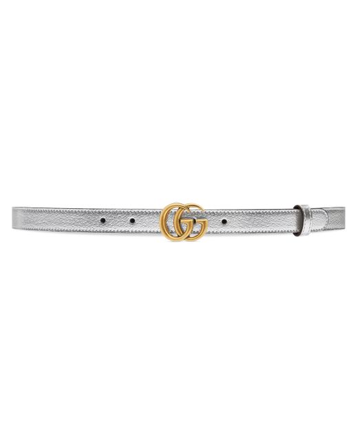 Gucci gg Marmont Thin Belt in Silver 