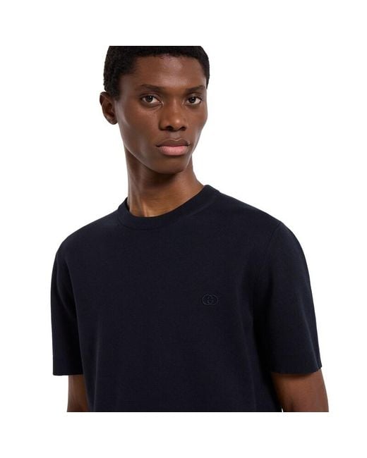 Gucci Black Silk Cotton T-Shirt With Embroidery, Ready-To-Wear for men
