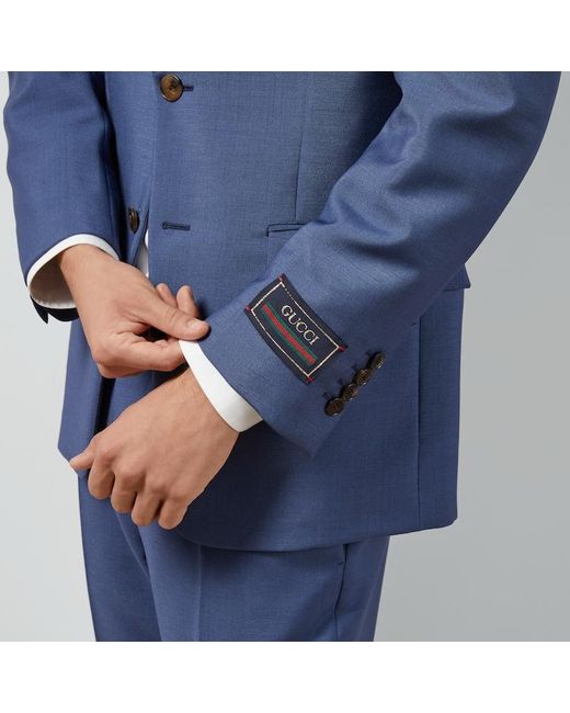 Élégante Veste En Laine Mohair Avec Étiquette Gucci pour homme en coloris Blue