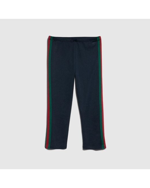Gucci Blue Rib Cotton Jersey Pants With Web