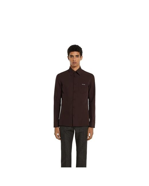 Gucci Brown Hemd Aus Polyester-Twill Mit Horsebit, Größe