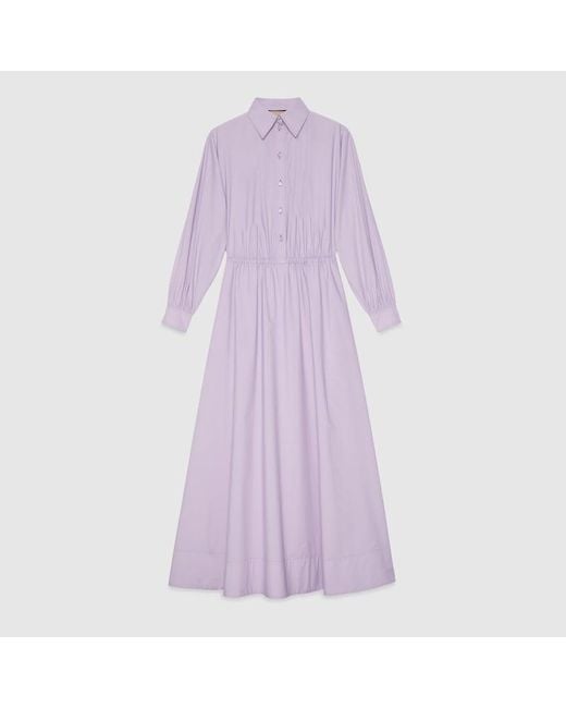 Gucci Purple Kleid Aus Baumwollpopeline