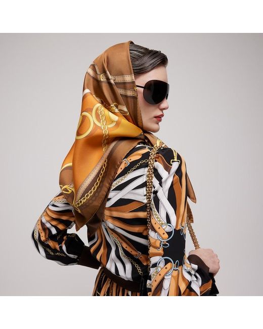 Gucci Metallic Reversible Printed Silk Twill Carré