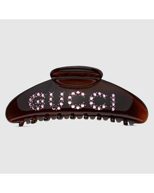Gucci Brown '' Hair Clip With Crystals