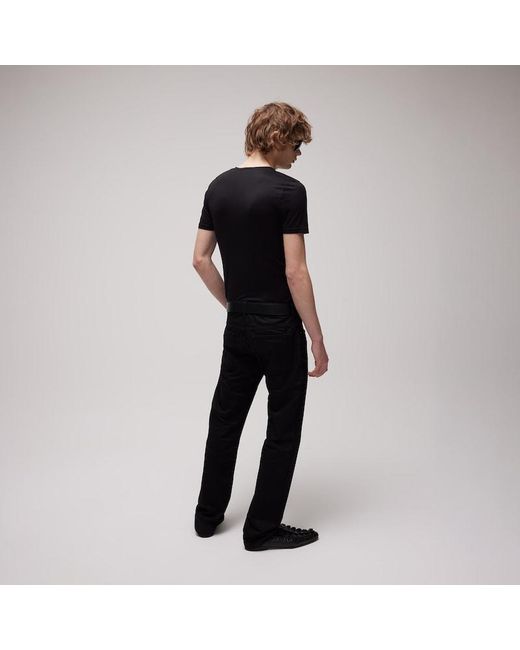 Gucci Black Cotton Denim Pants With Embroidery for men