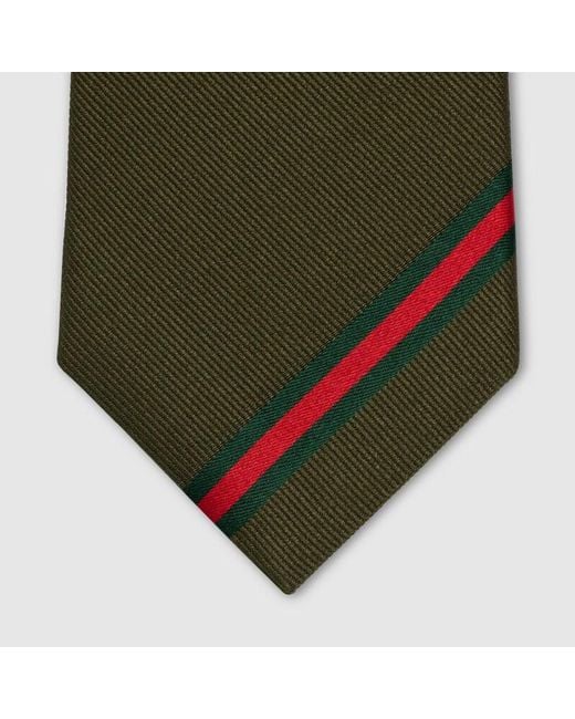 Gucci Green Web Silk Jacquard Tie for men