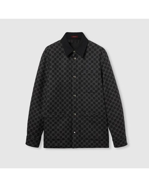 Gucci Black Brushed Gg Flannel Jacket for men