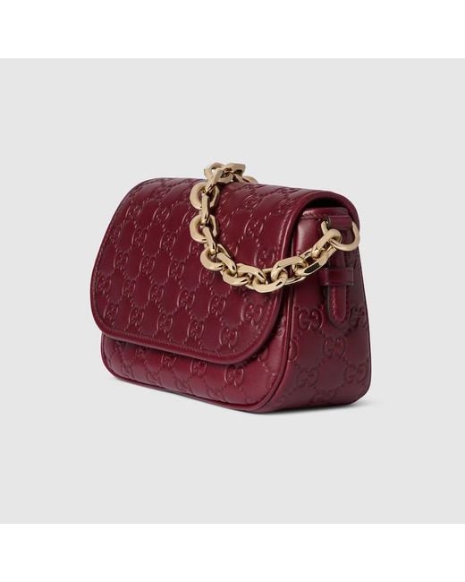 Borsa A Spalla Gg Emblem Misura Piccola di Gucci in Red